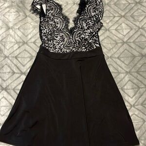 Black lace on top elegant dress.